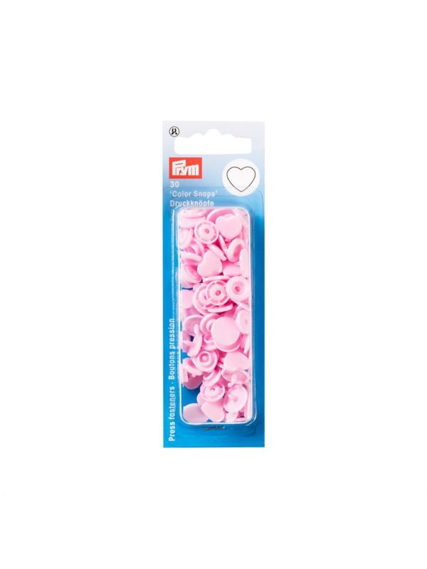 Napy plastikowe PRYM - 12,4 mm - serca - jasno różowe - 393318 - 30szt./opak.