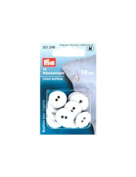 Guziki lniane PRYM - 18 mm - białe - 301246 - 14szt./opak.