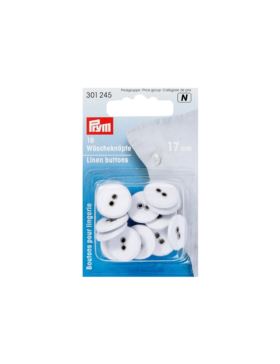 Guziki lniane PRYM - 17 mm - białe - 301245 - 16szt./opak.