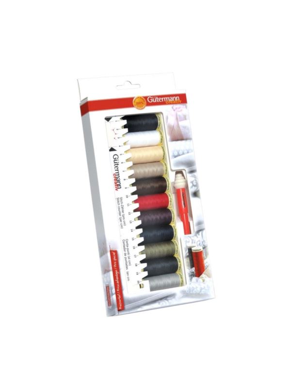 Zestaw nici uniwersalnych GUTERMANN + linijka i prujka - 734578 - 11szt.x100mb/opak.