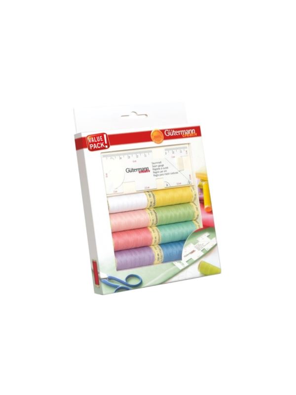 Zestaw nici uniwersalnych GUTERMANN + linijka - 734583 - 8szt.x100mb/opak.