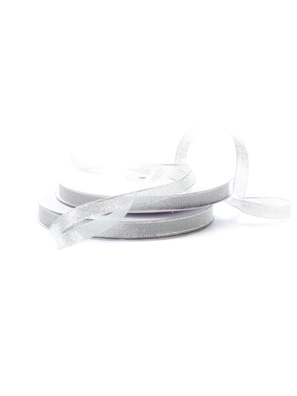 Wstążka brokatowa - 10 mm - srebrna - 45mb/szt.