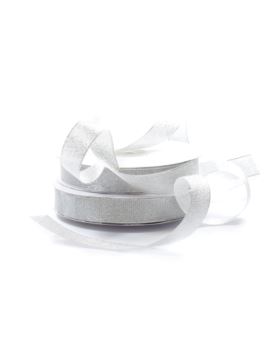 Wstążka brokatowa - 20 mm - srebrna - 45mb/szt.