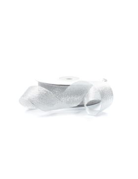 Wstążka brokatowa - 25 mm - srebrna - 22,85mb/szt.