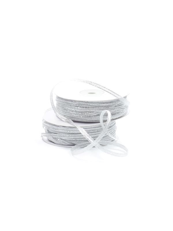 Wstążka brokatowa - 3 mm - srebrna - 45mb/szt.