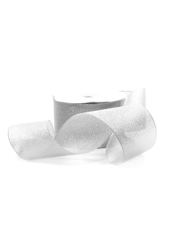 Wstążka brokatowa - 38 mm - srebrna - 22,85mb/szt.
