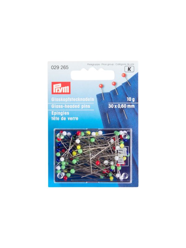 Szpilki z szklanymi kolorowymi główkami PRYM - 0,60x30 mm - 029265 - 10g/opak.