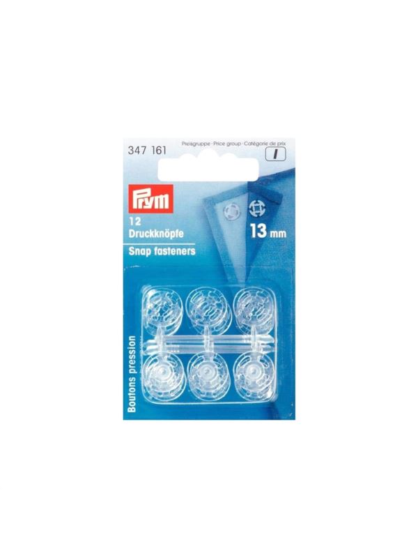 Zatrzaski plastikowe PRYM - 13 mm - transparentne - 347161 - 12szt./opak.