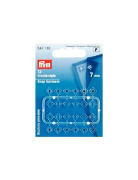 Zatrzaski plastikowe kwadratowe PRYM - 7 mm - transparentne - 347118 - 12szt./opak.