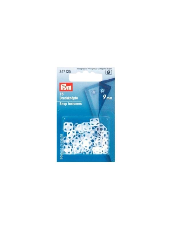 Zatrzaski plastikowe kwadratowe PRYM - 9 mm - transparentne - 347125 - 15szt./opak.