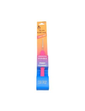 Szydełko stalowe z ergonomiczną rączką PONY - Easy Grip - 14 cm
