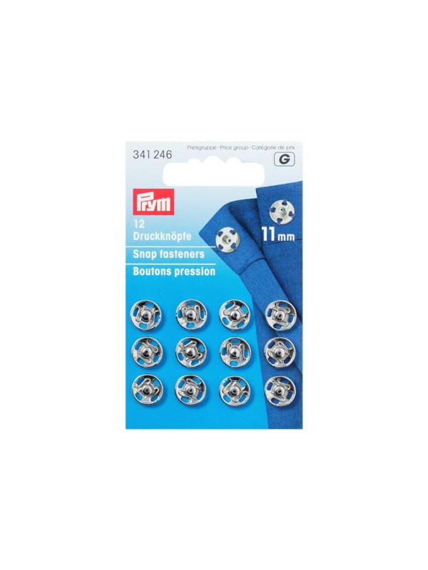 Zatrzaski metalowe PRYM - 11 mm - srebrne - 341246 - 12szt./opak.