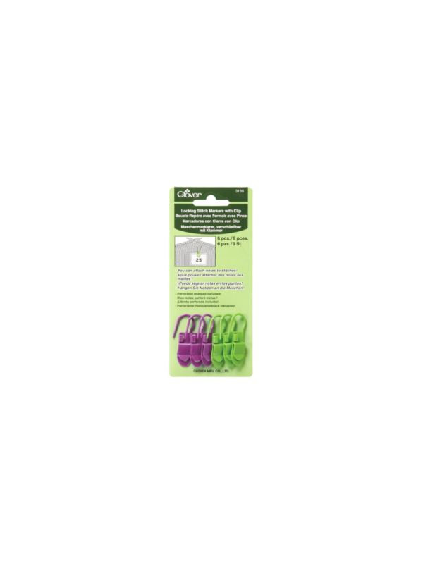 Znaczniki oczek CLOVER - agrafka z klipsem - 3165 - 6szt./opak.
