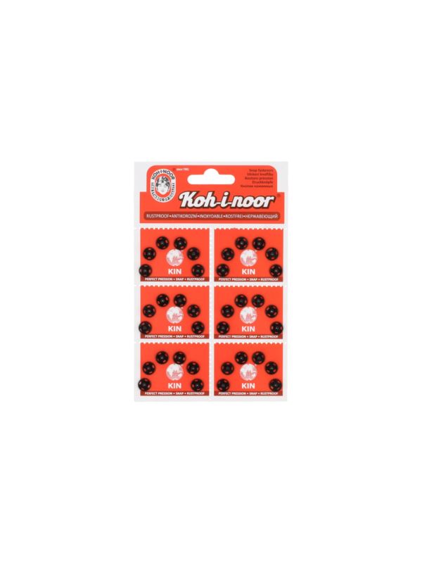 Zatrzaski metalowe KOH-I-NOOR 1 - 8 mm - czarne - 36szt./opak.
