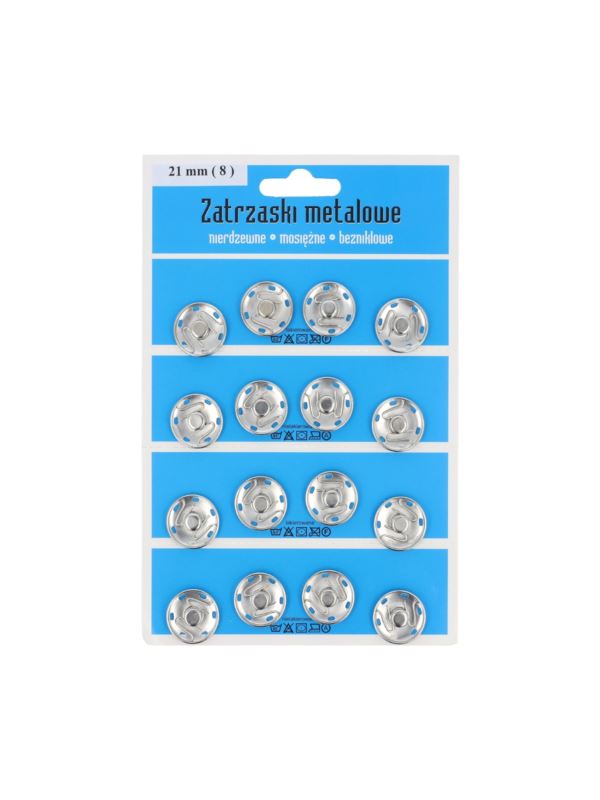 Zatrzaski metalowe - 21 mm - niklowane - 16szt./opak.