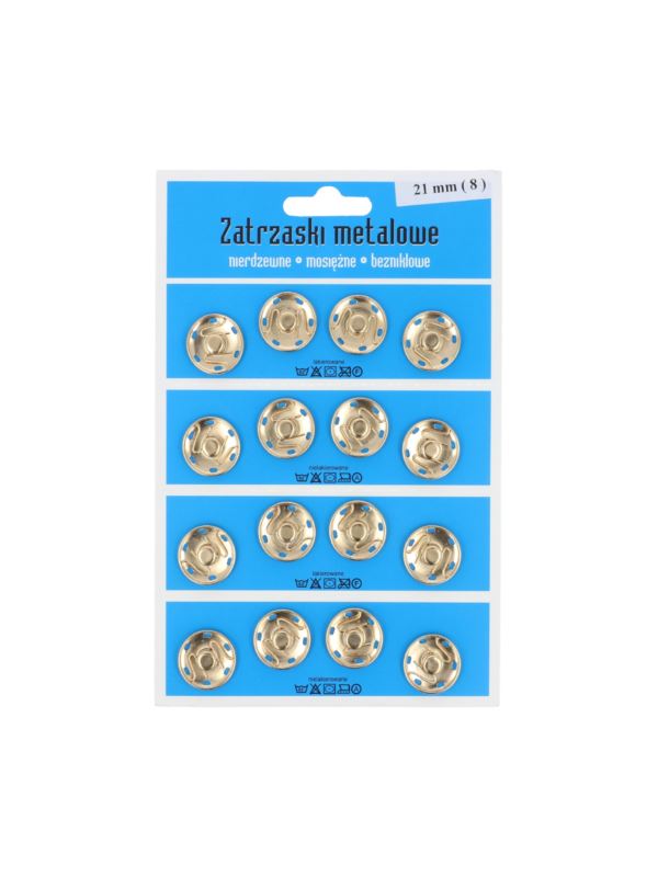 Zatrzaski metalowe - 21 mm - złote - 16szt./opak.