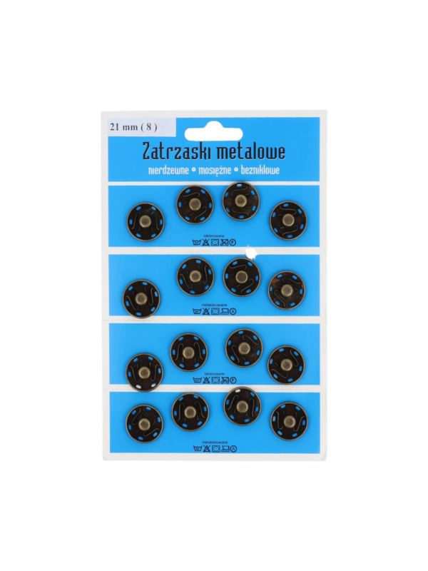 Zatrzaski metalowe - 21 mm - oksyda - 16szt./opak.
