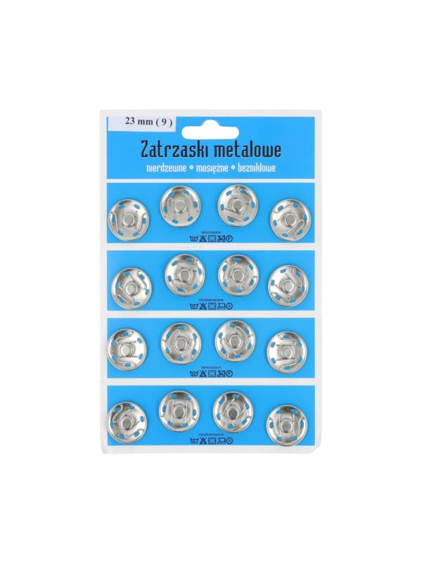 Zatrzaski metalowe - 23 mm - niklowane - 16szt./opak.