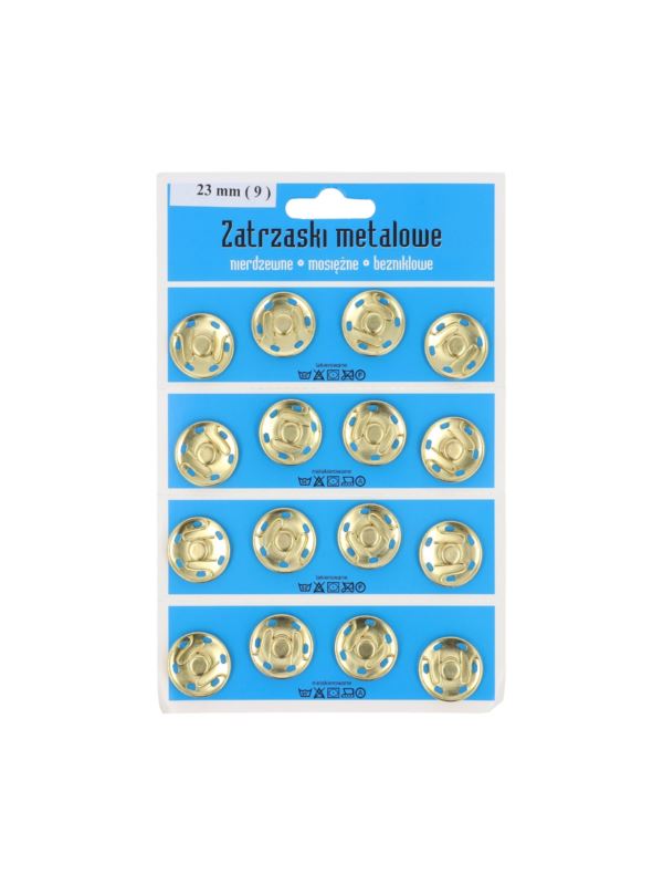 Zatrzaski metalowe - 23 mm - złote - 16szt./opak.
