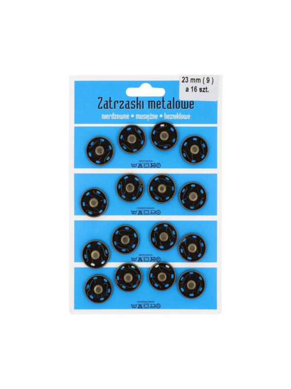 Zatrzaski metalowe - 23 mm - oksyda - 16szt./opak.