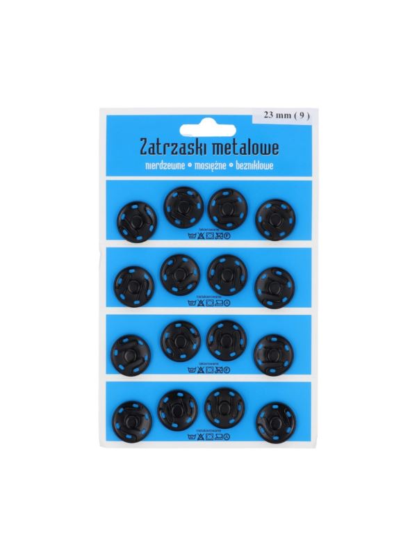 Zatrzaski metalowe - 23 mm - czarne - 16szt./opak.