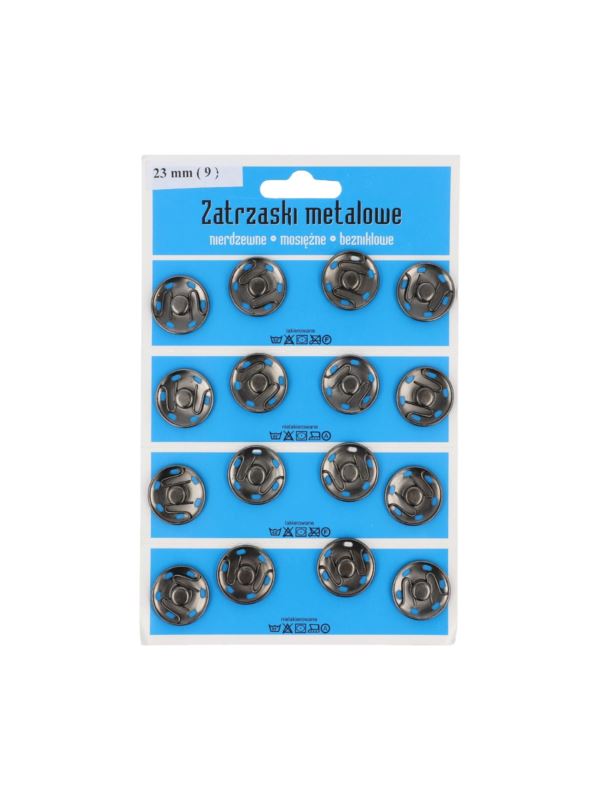 Zatrzaski metalowe - 23 mm - grafitowe - 16szt./opak.