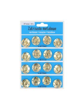 Zatrzaski metalowe - 25 mm - złote - 16szt./opak.