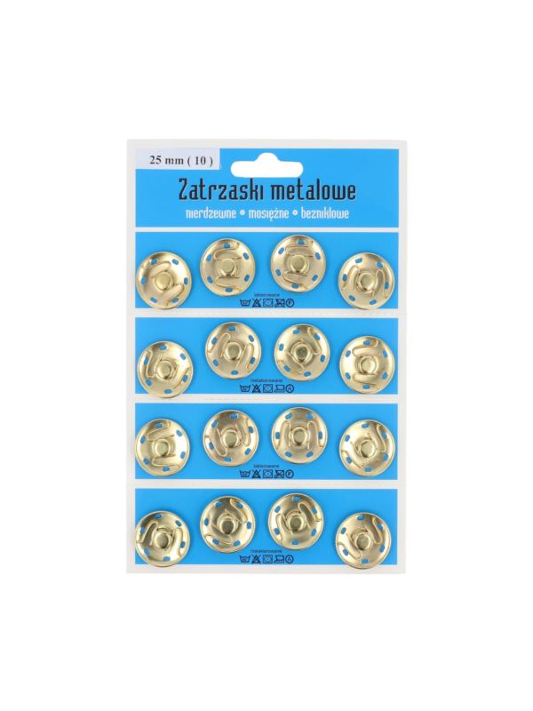 Zatrzaski metalowe - 25 mm - złote - 16szt./opak.