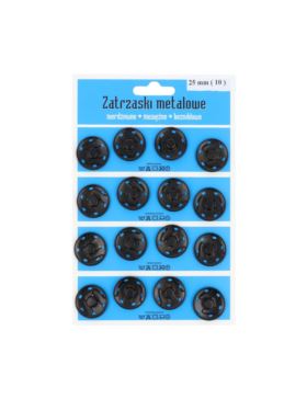 Zatrzaski metalowe - 25 mm - czarne - 16szt./opak.
