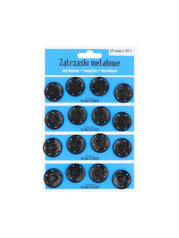 Zatrzaski metalowe - 25 mm - czarne - 16szt./opak.