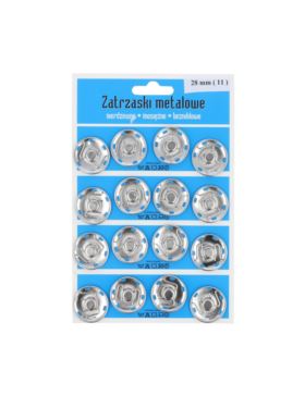 Zatrzaski metalowe - 28 mm - niklowane - 16szt./opak.