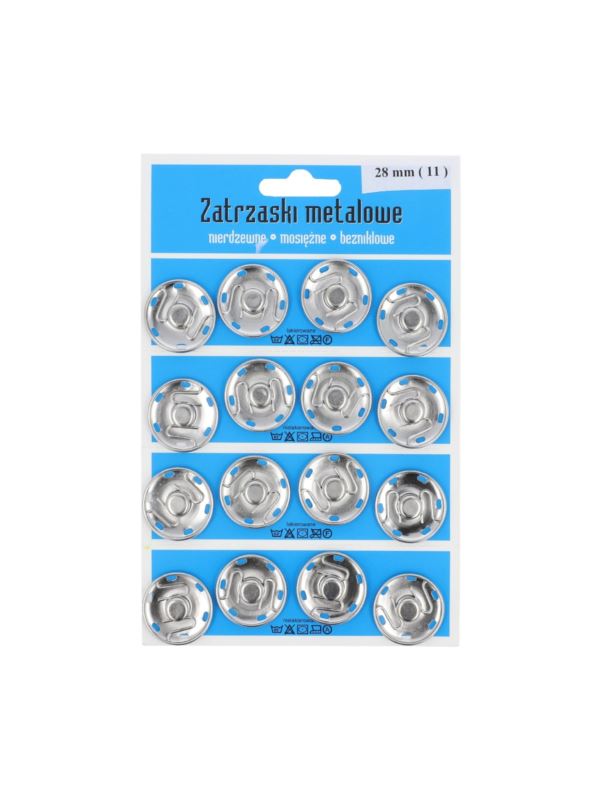 Zatrzaski metalowe - 28 mm - niklowane - 16szt./opak.