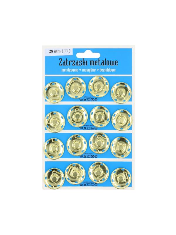 Zatrzaski metalowe - 28 mm - złote - 16szt./opak.