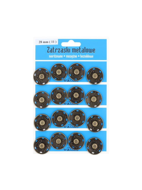 Zatrzaski metalowe - 28 mm - oksyda - 16szt./opak.