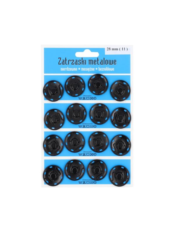 Zatrzaski metalowe - 28 mm - czarne - 16szt./opak.