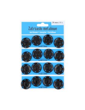 Zatrzaski metalowe - 28 mm - czarne - 16szt./opak.