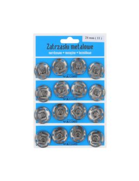 Zatrzaski metalowe - 28 mm - grafitowe - 16szt./opak.