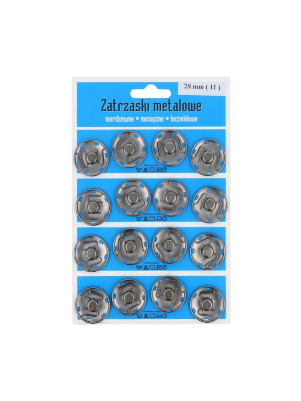 Zatrzaski metalowe - 28 mm - grafitowe - 16szt./opak.
