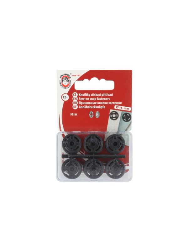 Zatrzaski plastikowe KOH-I-NOOR 6 - 15 mm - czarne - 5x12szt./opak.