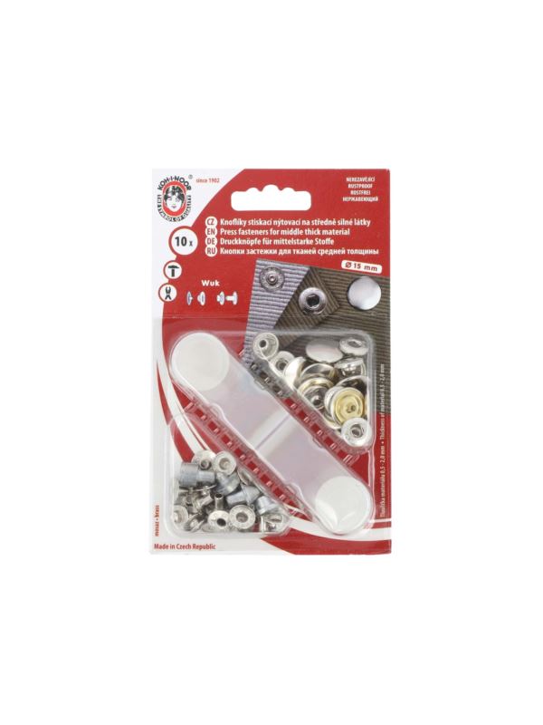 Napy metalowe KOH-I-NOOR - Wuk - 15 mm - niklowane - 10szt./opak.