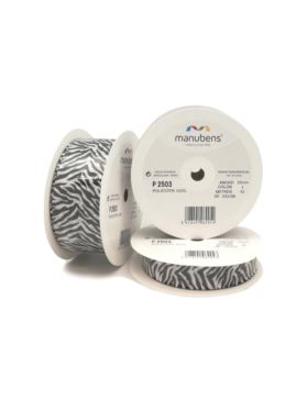 Tasiemka dwustronnie drukowana MANUBENS - Zebra - 38 mm - kol.001 - 10mb/szt.