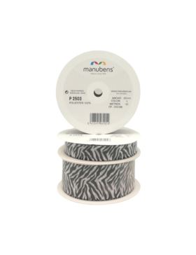 Tasiemka dwustronnie drukowana MANUBENS - Zebra - 38 mm - kol.001 - 10mb/szt.