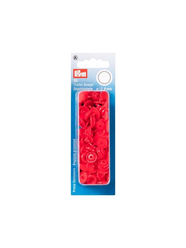 Napy plastikowe PRYM - 12,4 mm - czerwone jasne - 393101 - 30szt./opak.
