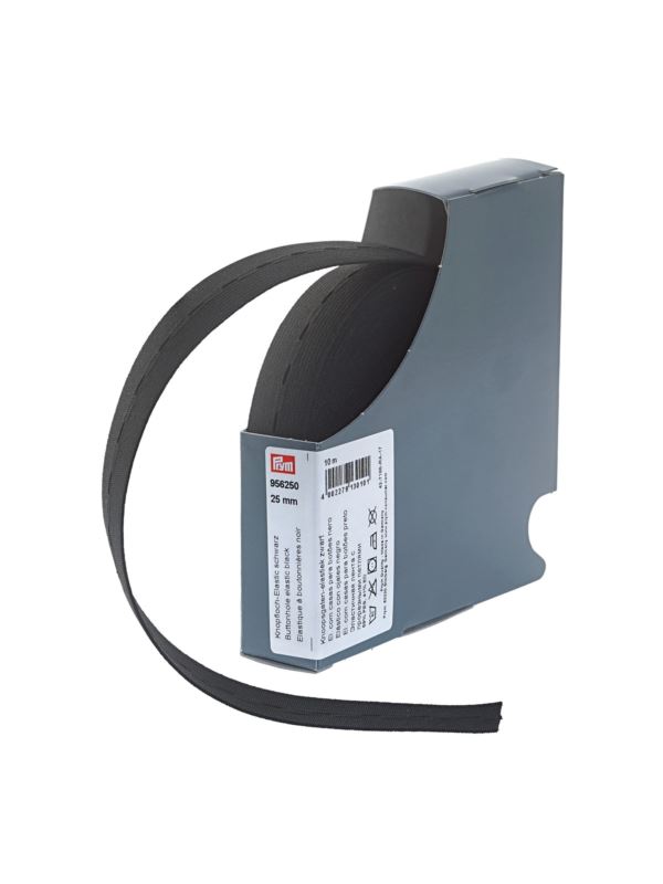 Guma elastyczna z dziurkami PRYM - 25 mm - czarna - 956250 - 10mb/opak.