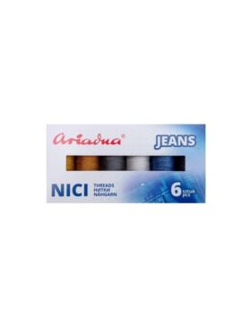 Zestaw nici ARIADNA - Talia 30/70mb, Nokton 80C/150mb - jeans - 6szt./opak.
