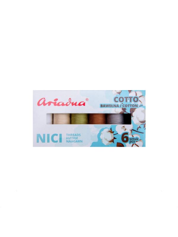 Zestaw nici bawełnianych ARIADNA - Cotto 80 - ziemia - 6szt.x170mb/opak.