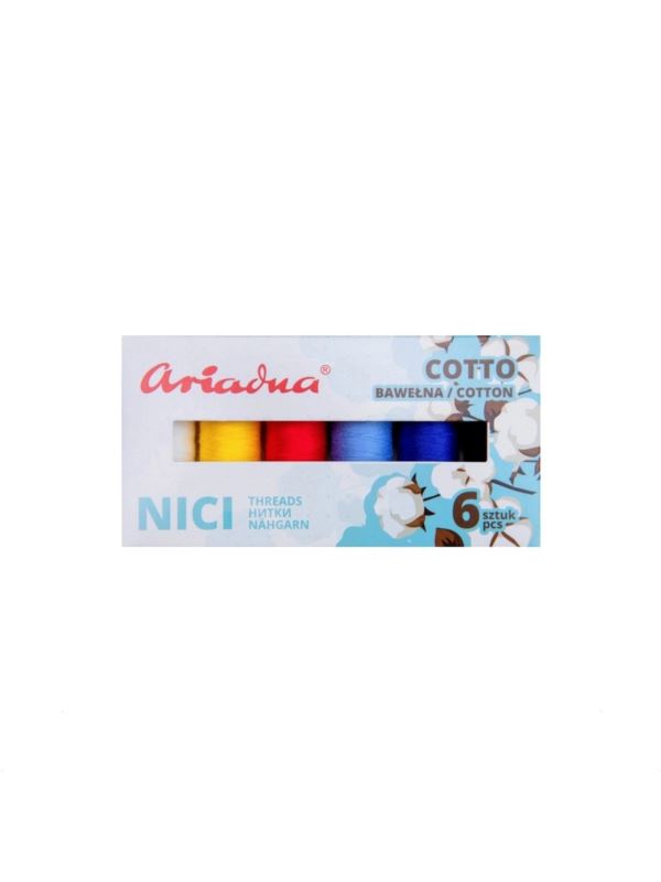 Zestaw nici bawełnianych ARIADNA - Cotto 80 - niebo - 6szt.x170mb/opak.