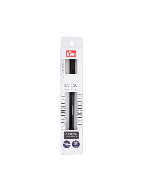 Druty do skarpet ergonomiczne PRYM - Carbon - 20 cm - 5szt./opak.