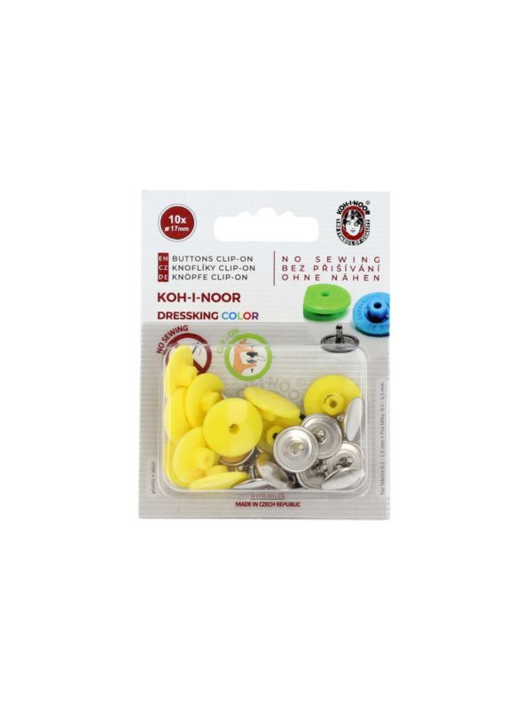 Guzik zatrzaskowy plastikowy KOH-I-NOOR - 17 mm - żółty - 10szt./opak.