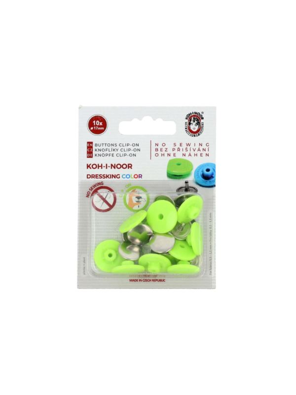 Guzik zatrzaskowy plastikowy KOH-I-NOOR - 17 mm - seledynowy - 10szt./opak.